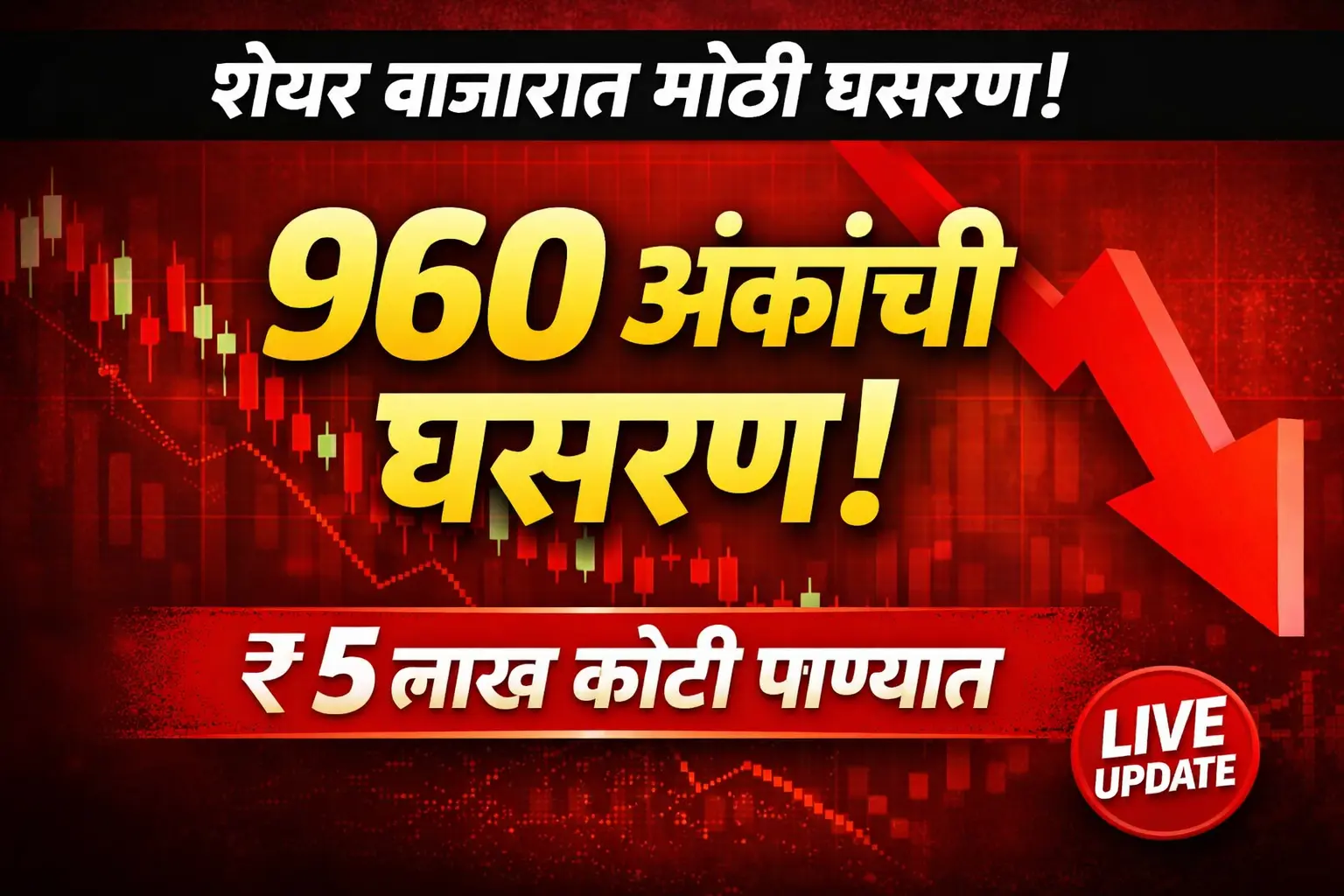 सेन्सेक्स 960 अंकांनी घसरला